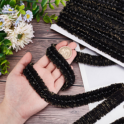 7mポリエステルリボン  プラスチックパールラウンドビーズ付き  服飾材料  ブラック  3/4インチ（20~21mm）  厚さ1~6mm 約7.66ヤード(7m)/カード&nbsp;OCOR-WH0091-10B