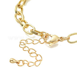 Brass Micro Pave Clear Cubic Zirconia Link Chain Bracelets&nbsp;BJEW-M202-02G