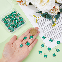 ラックメッキ合金エナメルペンダント70個。  カドミウムフリー＆ニッケルフリー＆鉛フリー  クローバー  グリーン  19x13x1.5mm  穴：1.6mm&nbsp;ENAM-DC0001-65