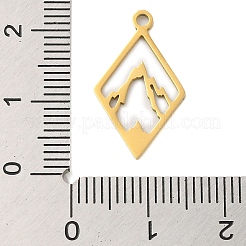 304ステンレスペンダント  レーザー切断  18KGP本金メッキ  菱形  21x12x1mm  穴：1.5mm&nbsp;STAS-S123-01G-02