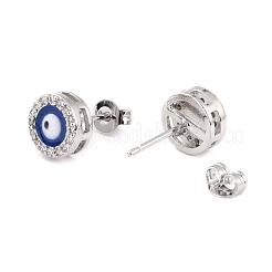 Blue Evil Eye Brass Stud Earrings&nbsp;ZIRC-Z017-01P