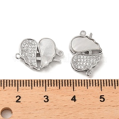 Brass Micro Pave Clear Cubic Zirconia Connector Charms&nbsp;KK-P260-19P-02