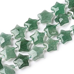 天然石グリーンアベンチュリンビーズ連売り  シードビーズで  多面カットスター  9~11x9~11x4~4.5mm  穴：1mm  約16個/連  0.7~7.28''（17.5~18.5センチメートル）  ビーズ：直径3mm  厚さ2mm  穴：0.7~0.9mm&nbsp;G-T138-181A