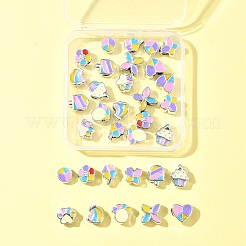 33個 11スタイル CCB プラスチック大穴ビーズ  エナメル  ミックスカラー  10~13x11.5~12x6.5~8mm  穴：4mm  3個/スタイル&nbsp;DIY-FS0006-72