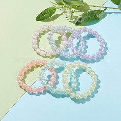 子供のための透明なアクリルビーズストレッチブレスレット  二層ビーズ  ラウンド  ミックスカラー  3/8インチ（0.95cm）  内径：1-3/4インチ（4.5cm）&nbsp;BJEW-JB06510