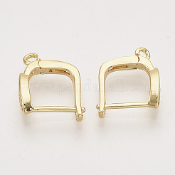 Brass Micro Pave Cubic Zirconia Hoop Earring Findings with Latch Back Closure&nbsp;KK-T048-032G-NF