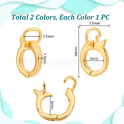 スターリングシルバーのツイスタークラスプ2色2個  プラチナ·ゴールデン  13x7x7mm  穴：2mm  内径：5x5.5mm  1pc /カラー&nbsp;STER-GA0001-16