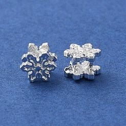 真鍮ビーズ  カドミウムフリー＆ニッケルフリー＆鉛フリー  スノーフレーク  925銀メッキ  5.5x4.5mm  穴：1.6mm&nbsp;KK-P256-05S