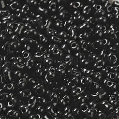 オペークガラスシードビーズ  ピーナッツ  ブラック  3.5~4x2~2.5x2~2.3mm  穴：0.8mm  約8000個/ポンド&nbsp;SEED-K009-06B-01