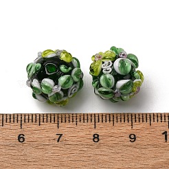 手作りランプワークビーズ  花とロンデル  バンピー  シーグリーン  14~15x12~13mm  穴：1.5~1.8mm&nbsp;LAMP-P051-H03