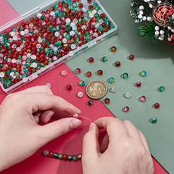 Christmas Theme Spray Painted/Baking Paint Crackle Glass Beads Strands&nbsp;CCG-PH0001-22B