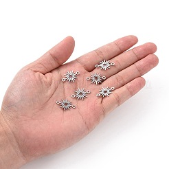 変色しにくい201ステンレススチールリンク/コネクター  レーザー切断  スター  ステンレス鋼色  15x20.5x1mm  穴：1.8mm&nbsp;STAS-T056-LA334-1