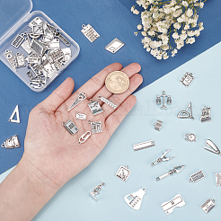 56スタイルのチベットスタイルの合金ペンダント  文房具  アンティークシルバー  9~36x5~25x1~5mm  穴：1~3mm  56個/セット  1セット&nbsp;TIBEP-PH0001-46