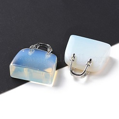 オパライト真鍮ペンダント  プラチナ  バッグ  27.5x25x10mm  穴：6mm&nbsp;KK-E274-01P-01