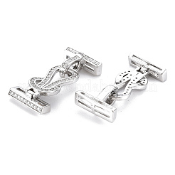Brass Micro Pave Clear Cubic Zirconia Fold Over Clasps&nbsp;KK-S356-577-NF