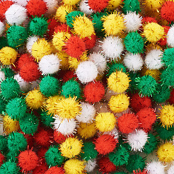 400Pcs 4 Colors Christmas Handmade DIY Doll Craft Pom Pom Yarn Pom Pom Balls&nbsp;AJEW-TA0003-32