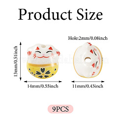 9Pcs Handmade Printed Porcelain Beads&nbsp;PORC-TADJ0001-01F
