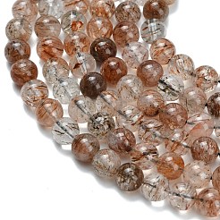 天然ブラックゴールドルチルクォーツビーズ連売り  ラウンド  ラウンド  6~7mm  穴：0.8mm  約62個/連  15.35インチ（39cm）&nbsp;G-L642-B09-6mm