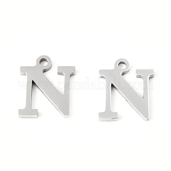 ステンレススチールチャーム201個  アルファベット  文字.n  8.5x7.5x1mm  穴：1mm&nbsp;STAS-N091-176N-P