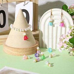 アクリル＆プラスチックペンダント60個  花  ミックスカラー  19mm  穴：2.5mm&nbsp;PALLOY-CA00040