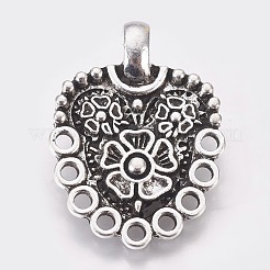 環境に優しい亜鉛合金フッククラスプ  アンティークシルバー  25x20x2mm  穴：1.5~1.8mmと4.5mm  27x20x7mm  穴：1.8mm&nbsp;PALLOY-WH0031-02AS