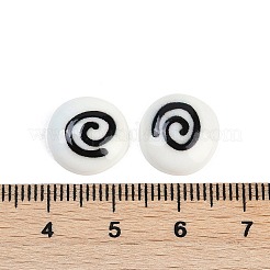 White and Black Flat Round Cartoon Resin Cabochons&nbsp;CRES-Q009-01E