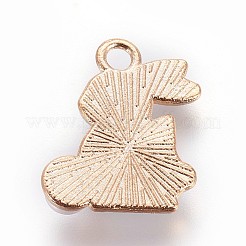 亜鉛合金バニーペンダント  エナメルおよびABSプラスチック模造パール付き  兎  ライトゴールド  ピンク  16.5x13.5x1mm  穴：1.5mm&nbsp;ENAM-P163-02A