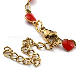 Ion Plating(IP) Golden 304 Stainless Steel Heart Link Chain Necklaces&nbsp;NJEW-E098-02G