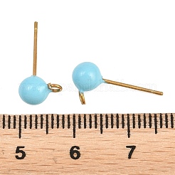 304ステンレススチールエナメルスタッドピアス金具  ラウンド  カン付き  ゴールドカラー  17.5x8x5.5mm  穴：1.8mm  ピン：0.7x11mm&nbsp;STAS-D265-07G