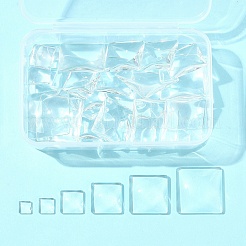 48Pcs 6 Styles Transparent Square Glass Cabochons&nbsp;GGLA-FS0001-06