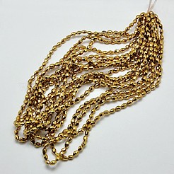 電気メッキガラスビーズセット  フル黄金メッキ  多面カット  オーバル  ゴールド  6x4mm  穴：1mm  約63~65個/連  14.6インチ&nbsp;X-EGLA-J013-4X6mm-F11