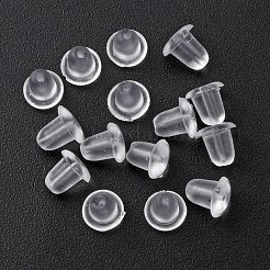 200個の樹脂ベルイヤーナット  ピアスバックキャッチ  透明  4x4mm  穴：0.7mm&nbsp;RESI-WH0021-58