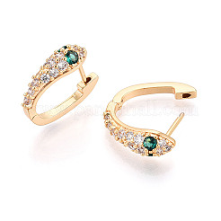 Brass Micro Pave Cubic Zirconia Snake Hoop Earrings&nbsp;EJEW-T048-32G