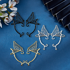 6Pcs 3 Colors Alloy Butterfly Wing Stud Earrings&nbsp;EJEW-GO0003-01