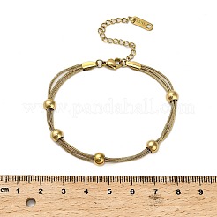 304ステンレススチールマルチ連ブレスレット  女性用サテライトチェーンブレスレット  ゴールドカラー  6-3/4インチ（17.2cm）&nbsp;LS-BJEW-Q040-01G
