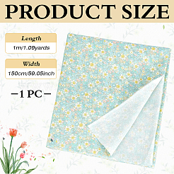 衣類や工芸品用の花柄プリントコットン生地  ターコイズ  1000x1500mm&nbsp;DIY-WH0622-781C