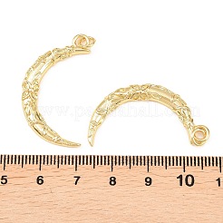真鍮チャーム  花のチャームを持つ月  長持ちメッキ  ラックめっき  鉛フリー＆カドミウムフリー  18KGP本金メッキ  33.5x20.5x3mm  穴：3mm&nbsp;KK-C162-024G