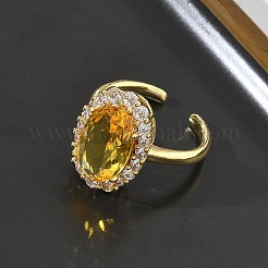 Brass Micro Pave Cubic Zirconia Cuff Open Rings for Women&nbsp;RJEW-L343-17G