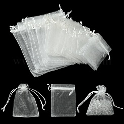 30Pcs 4 Styles Rectangle Organza Bags Jewellery Storage Pouches Wedding Favour Party Mesh Drawstring Gift&nbsp;OP-FS0001-01C