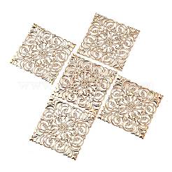 鉄細工大型ペンダント  正方形  ゴールドカラー  51x51x0.5mm  穴：1mm&nbsp;X-IFIN-J019-G