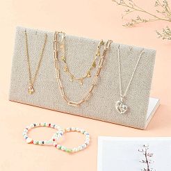 長方形の木製のネックレスを表示  麻の布で覆われた  パパイヤホイップ  250x80x120mm&nbsp;NDIS-N005-01