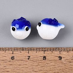 手作りランプワークビーズ  フグ  ブルー  12~14x12~14x16~18mm  穴：1.2~1.5mm&nbsp;LAMP-Q039-12C