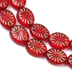 チェコ産プレスガラスビーズ  オーバル  レッド  14x11x5mm  穴：0.8mm  約100個/袋&nbsp;GLAA-I061-24