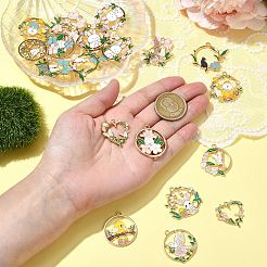 40個20スタイルアロイエナメルペンダント  混合図形  ミックスカラー  25~30x24~33x1~5mm  穴：1.8~2mm  2個/スタイル&nbsp;ENAM-CJ0006-29