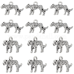 チベット風アロイペンダント60個  ヒョウのチャーム  アンティークシルバー  14x24x4mm  穴：2mm&nbsp;FIND-SC0015-39AS