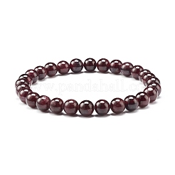 Natural Garnet & Lava Rock Round Beads Stretch Bracelets Set&nbsp;BJEW-JB06982-01