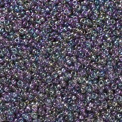 MIYUKIラウンドロカイユビーズ  日本製シードビーズ  （rr2440)透明な灰色の虹の光沢  11/0  2x1.3mm  穴：0.8mm  約1100PCS /ボトル  10 G /ボトル&nbsp;SEED-JP0008-RR2440
