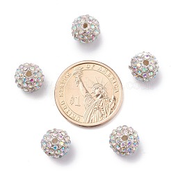 合金ラインストーンビーズ  グレードA  ラウンド  銀色のメッキ  クリスタルAB  10mm  穴：2mm&nbsp;RB-A034-10mm-A28S
