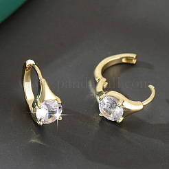 Brass Pave Clear Cubic Zirconia Hoop Earrings&nbsp;WGEEE3C-01