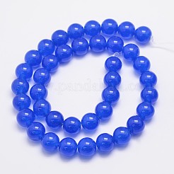 天然石&染め加工マレーシアジェイドビーズ連売り  ラウンド  ブルー  10mm  穴：1.0mm  約38個/連  15インチ&nbsp;G-A146-10mm-A21